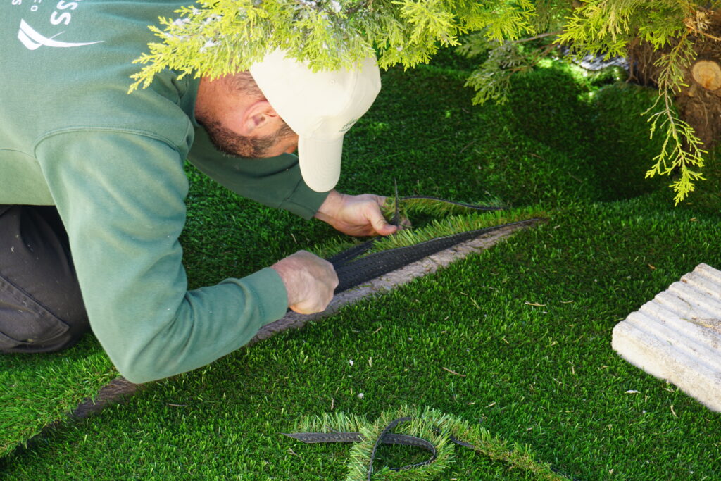 Live installation of Albergrass turf