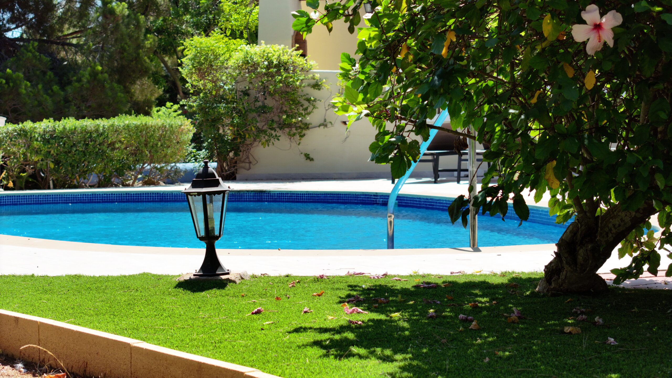 Jardín con piscina y césped de Albergrass